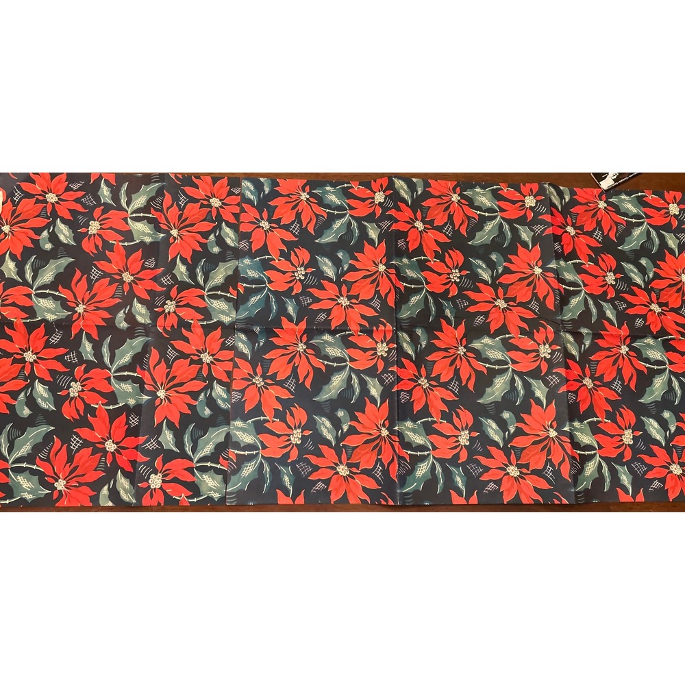 Vintage Christmas Poinsettia Gift Wrap Wrapping Papper UNUSED